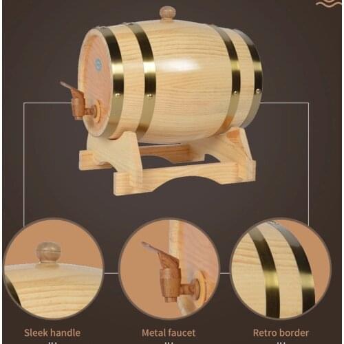 1.5L/3L Mini Oak Pine Wine Barrel Storage Special Barrel Storage Bucket Beer Casks For Brandy Whiskey Household Wine Barrel