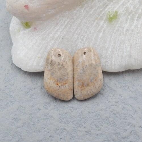 Natural Indonesian Fossil Coral fashion Semi-precious stones, Fashion Women Earriings Beads 21x12x4mm4g