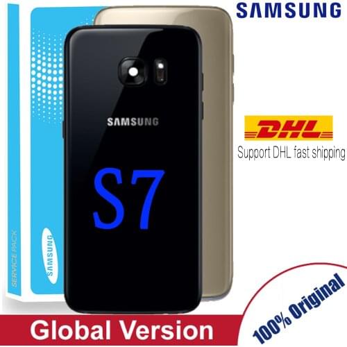 Original Back Glass for SAMSUNG Galaxy S7 G930 G930F Flat Battery Cover with Glue + Camera Lens Global version