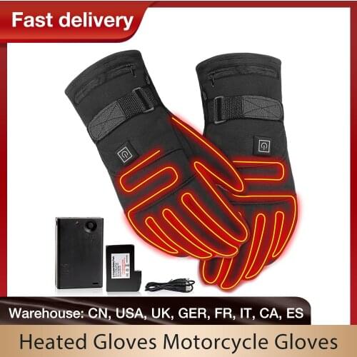Heated Gloves Motorcycle Gloves Winter Warm Heated Guantes Moto Touch Screen Battery Powered Motorbike Racing Riding Gloves