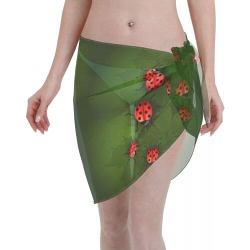 Sexy Women Beach Swimwear Pareo Scarf Cover Up Wrap Kaftan Sarong Beach Wear Natural Ladybugs Bikinis Cover-Ups Skirts