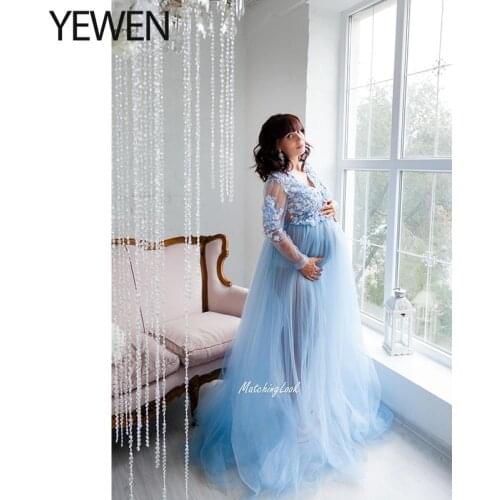 Maternity Dress For Photo Shoot, Blue Maternity Gown, Maternity Photo Props Dress, Baby Shower Dress, Floor Length Gown