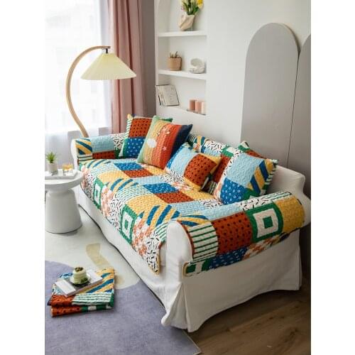 Nordic Fashion Simplicity Geometry Cotton Sofa Cover Seasons Universal Slipcovers Couch Sofa Towel Sofa Mat For Living Room