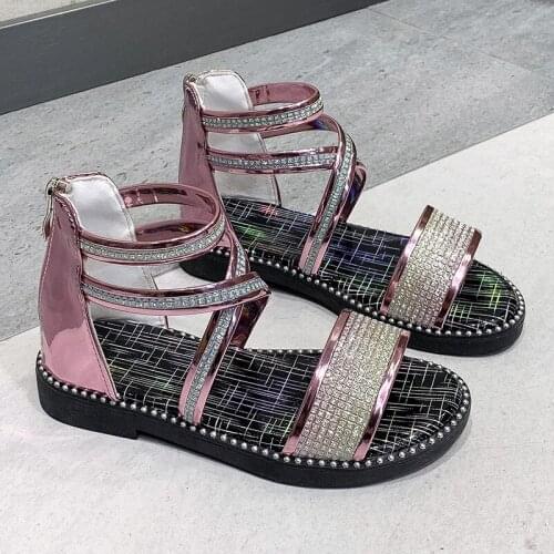 ChildrenS Beach Sandals Girl Summer Gladiator Sandals 2021 Elegant For Kids School Rhinestone Shoes 3 4 5 6 7 8 9 10 11 12 Year