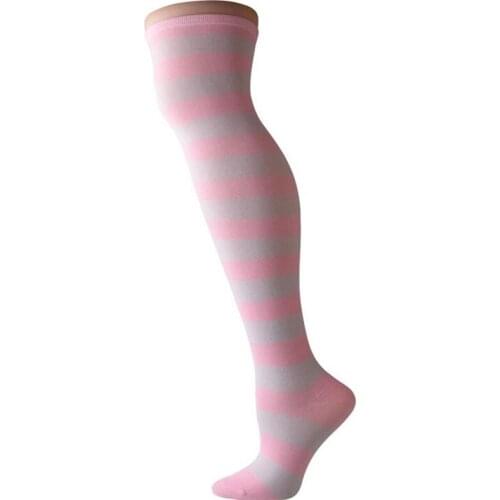 VIIANLES Sexy Striped Stockings Over The Knee Long Women Black Warm Thigh High Fashion Girls