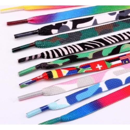 Fashion 80cm/100cm/120cm Flat Polyester Shoelace Colorful Print Casual Shoelace For Sneakers One Pair Free Shipping