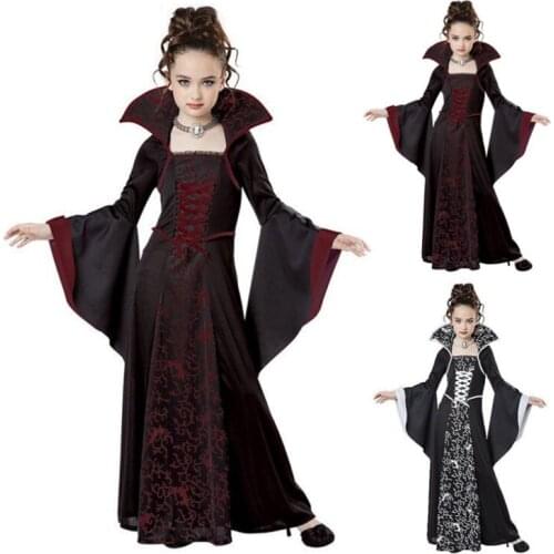 Scarlet Witch Halloween Costume For Kids Girls Vampire Cosplay Costume Disfraz Halloween Mujer Child Clothes For Party