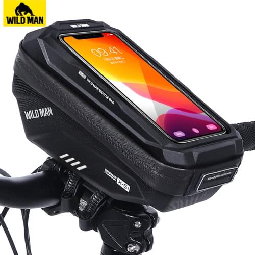 WILD MAN Rainproof Bicycle Handlebar Bag Touch Screen Cycling Phone Bag Bike Bag 6.7 Inch Phone Case Bag Bicycle Accessories