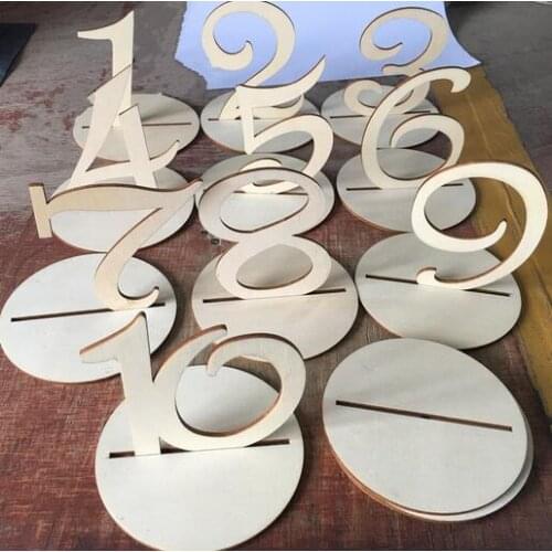 30sets Wedding Party Supplies 1 to 10 Wooden Table Numbers with Round Holder Base for Home Decoration Catering Reception