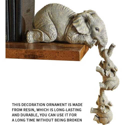 3pcs Elephant Resin Ornaments Home Statues Animal Shape Edge Hanging Office Decoration Resin Desktop Ornament Gift
