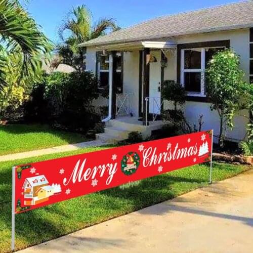 Outdoor Christmas Banner Pull Flag Decorations Celebrate Foldable Hanging Decor H58C