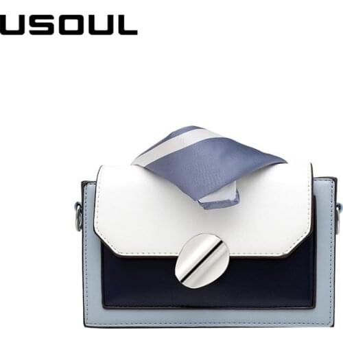 USOUL 2020 Crossbody Bags For Women Fashion Scarves Chain Small Flap Bag Lady Shoulder Messenger Bag Woman Famous Brand Handbag