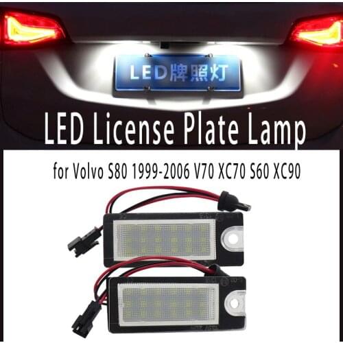2pcs White Canbus LED License Number Plate Light No Error Tail Light Lamp High Power for Volvo S80 1999-2006 V70 XC70 S60 XC90