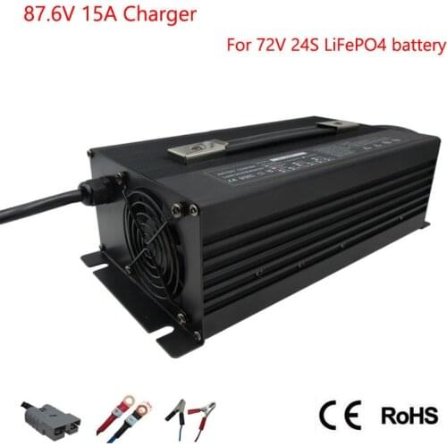 1500W 72V LiFePO4 Charger Output 87.6V 15A charger With Fan Use for 72 V 24S LFP LiFePO4 Battery Pack Golf Cart Folklift Charger