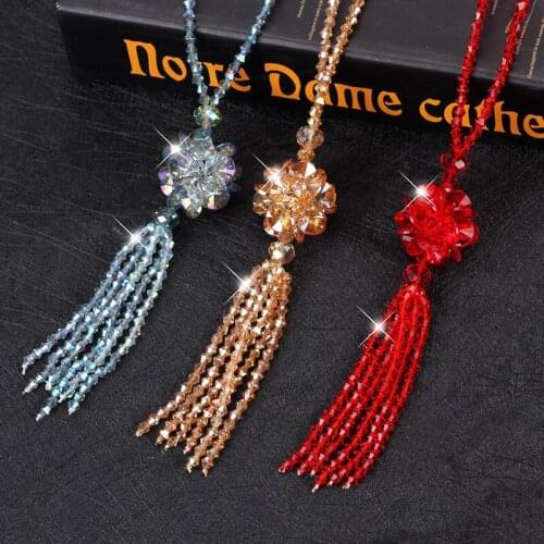 Korean National Geomancy Crystal Fashion Sweater Chain Long Female Autumn and Winter Baitalu Crystal Ball Necklace