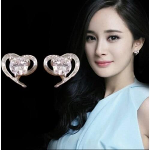 Korean version of the new fashion jewelry Bohemian statement earrings luxury simple zircon love earrings female elegant earrings