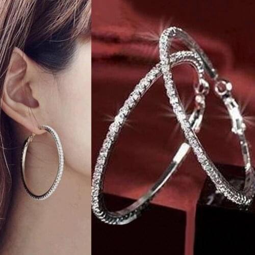 1 Pair Womens Luxury Crystal Rhinestone Earring Ear Hoop Dangle Cute Charming Ladys Choice 7EVQ BCZT