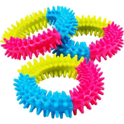 1pcs Pet TPR Toys Tricolor Rubber Spiny Rings Dog Teeth Bite-resistant TPR Toys Pet Supplies
