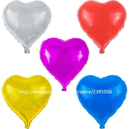 10pcs/lot Wholesale! 45*45cm pure red heart coloe helium Balloon Professional wedding/birthday decoration love foil balloon