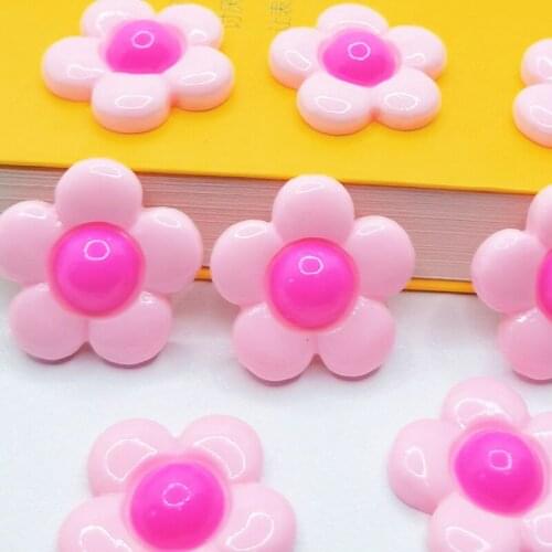 20Pcs/Pack Pink Color flower resin flatback cabochon DIY jewelry/phone decoration No Hole