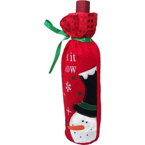 200 stks Santa Sneeuwpop Wijnfles Covers Tas Vrolijk Kerst Tafel Decoratie Gift Wrap Party Decoratie