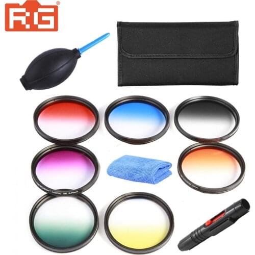 37/40.5/43/46/49/52/58/62/67/72/77/82mm 7pcs Graduated&Color Lens Filter Kit Orange Blue Grey Red Purple Green Yellow Filter set
