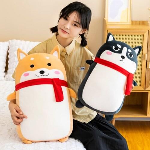 45/55/65cm Creative Husky Shiba Inu Dog Kawaii Soft Pillow Stuffed Plush Doll Decor for Kids Children Girlfriends Birthday Gifts