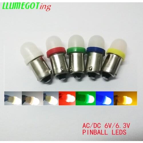 50pcs Milk White Dome BA9S T4W #44 #47 1x SMD5050 Non Polarity AC DC 6V 6.3V Various Color Bally Pinball Game Machine Led Bulbs