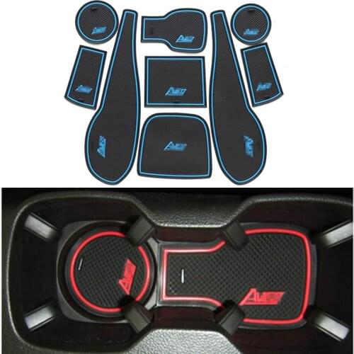9Pcs Rubber Car Interior Anti-Slip Door Groove Mat For Chevy Chevrolet Aveo 2011-2014 Cup Pad Decoration Accessories