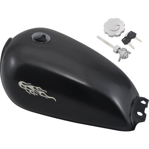 9L/2.4 Gal Motorcycle Fuel Gas Tank Vintage Matt Black Metal Oil Box & Decorative Stickers Kit For Suzuki GN125 GN 125 Model