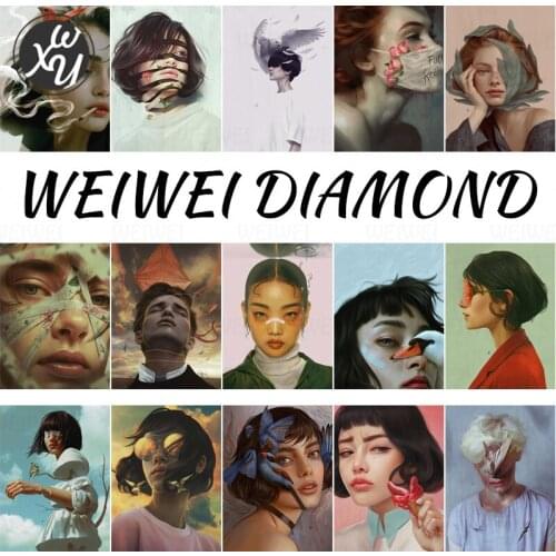 Diamond Painting Girl Portrait Abstract Art Cross Stitch Kits Diy Diamond Painting Kits for Adults Full Diamond Embroidery Decor