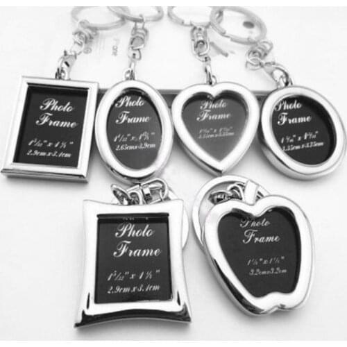 Metal Alloy Insert Personalised Picture Photo Frame Heart Square Apple Shaped Key Ring Keychain Fob Love Crafty Gift