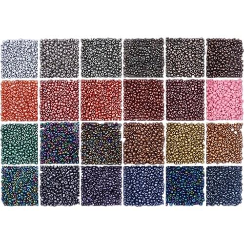 24 Colors Glass Seed Beads Kit 2mm Matte Small Czech Pony Beads Bulk for DIY Craft Bracelet Necklace Earrings Jewelry Making
