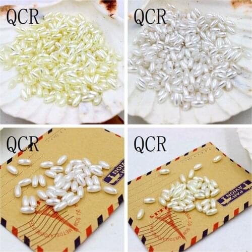 New 300pcs/lot 4x8mm Rice Shape White Imitation Pearls Beads Crafts Decoration for DIY Bracelets Necklaces Jewelry Making