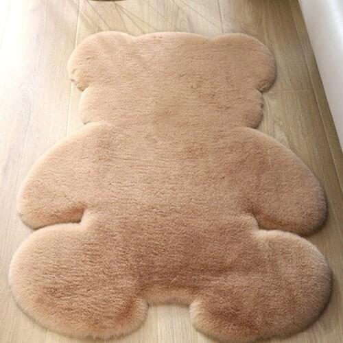 Imitation Rabbit Fur Carpert Cartoon Teddy Bear Shape Carpet Mat Sofa Area Rugs And Carpets For Home Living Room