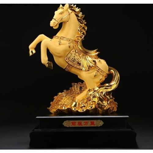 Chinese Style Horse Shape Artwork Lucky Horse Resin Home Decoration Ornaments Desk Study Crafts Home Decorations Gifts