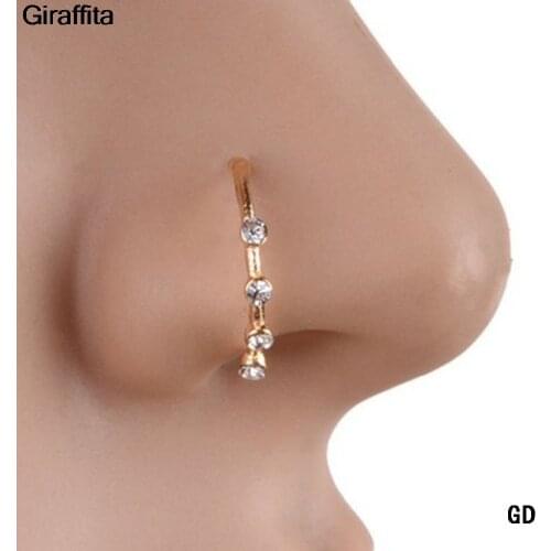 Nose Ring Body Jewelry Punk Piercing Crystal Rhinestone Nose Ring Ball Ring Hoops Piercing Bone Stud Jewelry