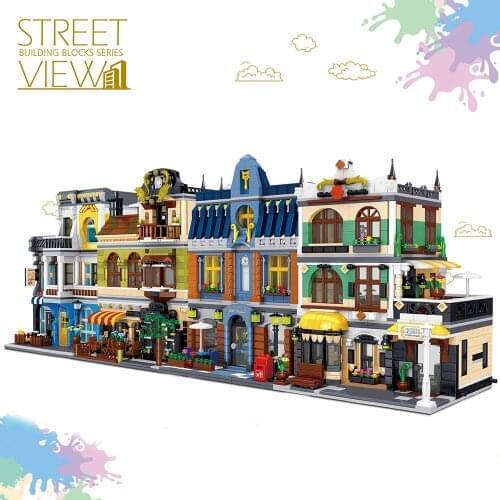 Creator Architecture Building Blocks City Street View Bricks Set coffee shop Hill Tavern Garden Hotel Toys Gifts For Children