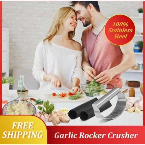 Kitchen Gadgets 100% Stainless Steel Garlic Press Rocker Garlic Rocker Crusher Garlic Chopper Mincer Press Kitchen Garlic Masher