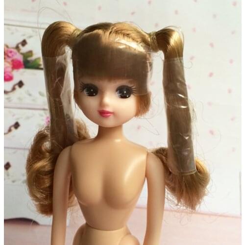 Long Hair Licca Doll Heads Short Long Curve Hair Soft Gold Black Yellow Hair Doll Heads Boy Girl Doll Parts DIY Accessories Toy