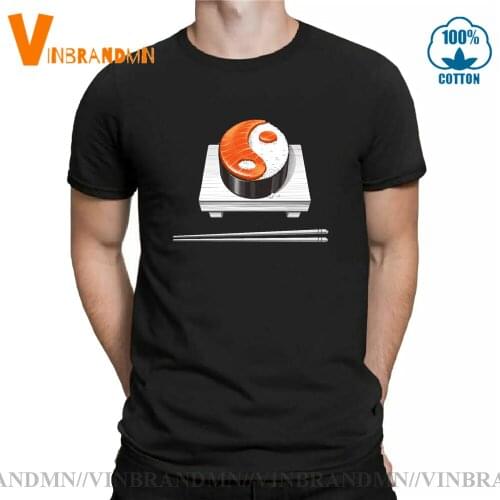Hot sale New Fashion Tee Chinese Tai Chi Style Feng Sushi T shirt men Japanese Food Funny Sushi Yin Yang T-shirt for Foodie