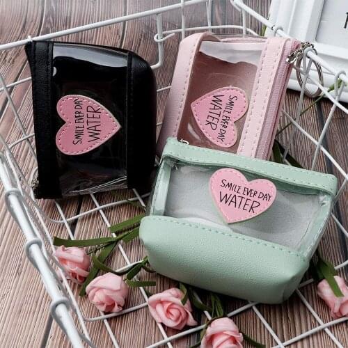 Love Heart Coin Purses PU Leather Coin Bag with Zipper Womens Mini PVC Wallet Card Holder Gifts for Lady Coin Wallet