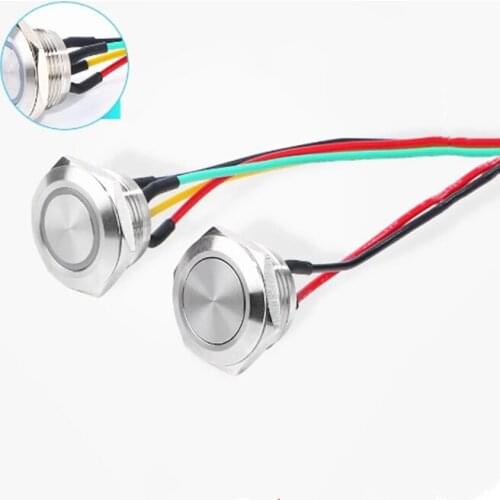 Metal push button switch PC DIY 12mm 16mm 19mm 22mm with 60cm motherboard cable PC power switch PC host restart LED