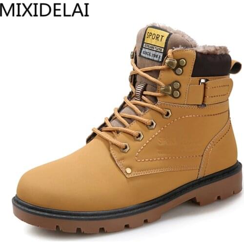 MIXIDELAI Warm Mens Winter Pu Leather Ankle Boots Men Autumn Waterproof Snow Boots Leisure Outdoor Autumn Boots Shoes Mens