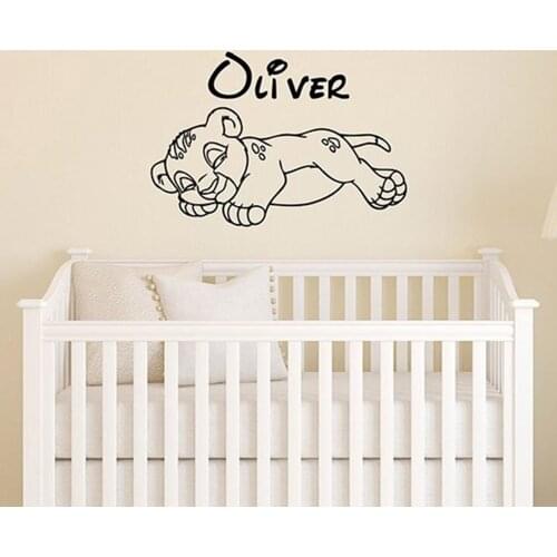 Custom Name Wall Stickers Lion King Home Decor Art Wall Decals Animal Room Sticker Children Room Decal Lion Boy Girl B535