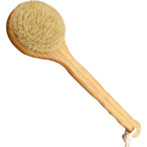 Natural Bristle Long Wooden Handle Bath Shower Body Back Brush Spa Scrubber Exfoliate Away Roughness Dirt Healthier Skin -30