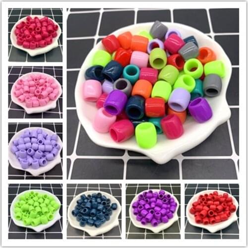 New 20Pcs 11x11mm Cylinder Big Hole Plastic Beads Spacer Loose Beads for Jewelry Making DIY Handmade Accessories