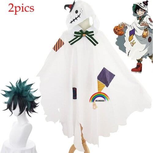 Boku No My Hero Academia Midoriya Izuku Cosplay Wigs Costumes Cloak Cape for Halloween Christmas