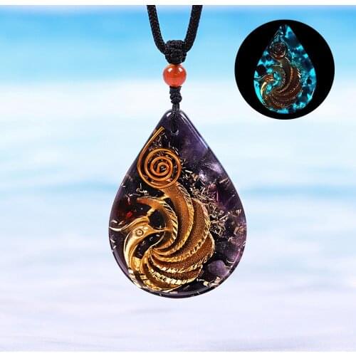 Orgone Pendant Phoenix Bird Glow In The Dark Necklace Rising Phoenix Necklace For Men Women Firebird