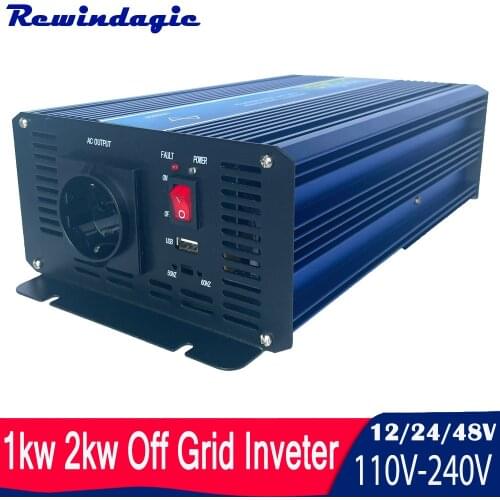 1000W 2000W Power Converter DC 12V 24V 48V to AC 110 220V 230V 240V Pure Sine Wave 50Hz 60Hz Off Grid Inverter Wind Turbine PV